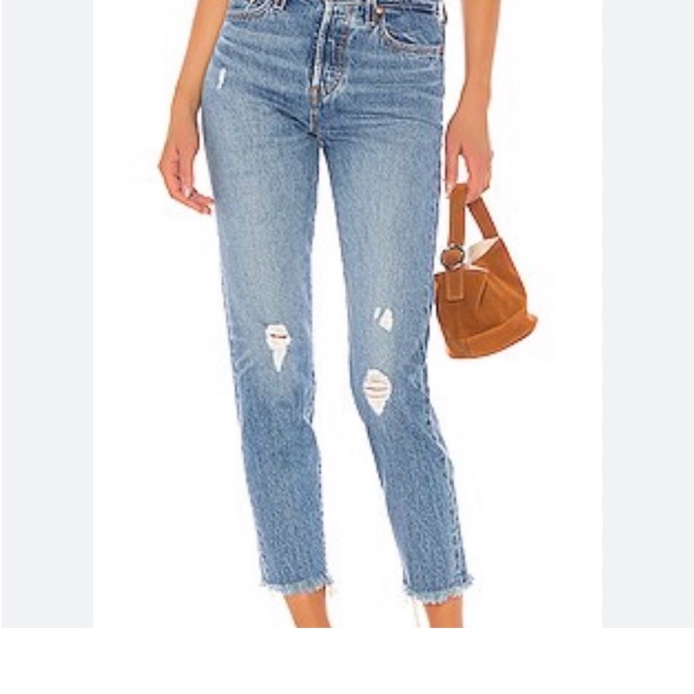Levi's Wedgie Light Blue Distressed Straight Leg Jeans
